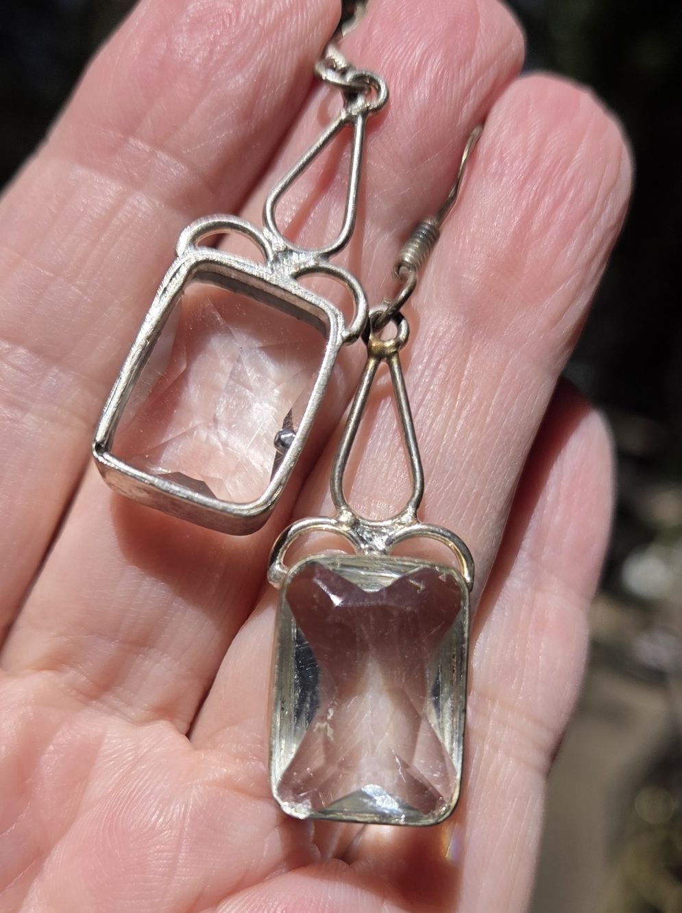 Quartz Radiant Cut 12k Gemstone Sterling Earrings - Picture 9 of 10